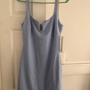 Aqua light blue mini dress